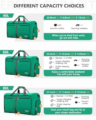Gonex Foldable Travel Duffle Bag, 60L Lightweight with Shoe Compartment — view 4