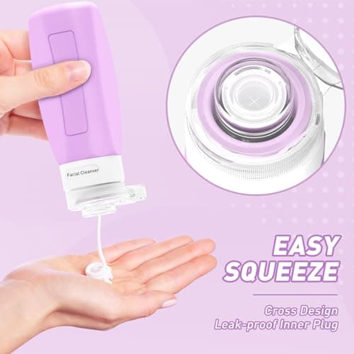 Redfly 4 Pack Silicone Travel Bottles for Toiletries, Purple, 100ml — view 3