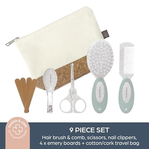 Dreambaby Neat & Tidy 9pc Wheatgrass Baby Grooming Kit - Eco-Friendly Baby Care Kit with Cotton & Cork Travel Bag - Soft Brush, Comb, Safety Scissors, Nail Clippers - Less Plastic Waste — view 6