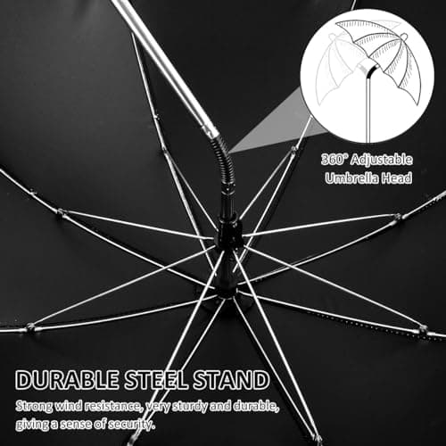 Jokapy Garden Umbrella Parasol Portable,Camping Chair Umbrellas Multifunctional Clip-on Beach Umbrella with Universal Clamp 360° Adjustable,Beach Chair Parasol Umbrellas for Wheelchair (Grey) — view 6