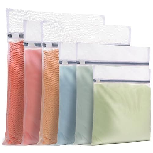 6 Pack Mesh Laundry Bags for Delicates, Mesh Zipped Wash Bags Set, 4 Sizes