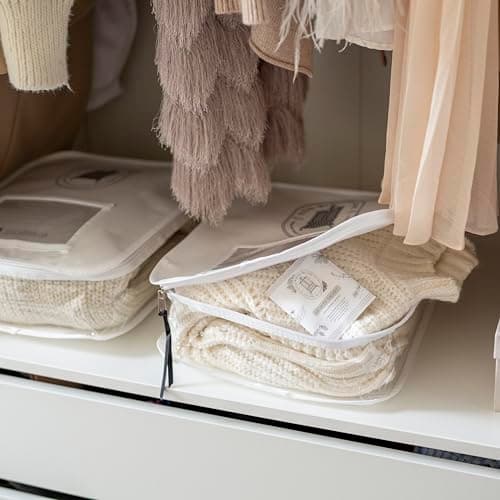 Total Wardrobe Care Knitwear Storage Bag 35x30x10cm - Breathable Moth Proof Jumper & Sweater Storage, Stackable Zipped Clothes Organiser with Clear Panel — view 4