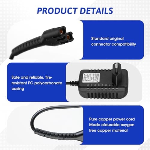 4V 2A Charger Trimmer Razor for Wahl Finale 5 Star 8591 8504 8164 8148 1919, Cordless Magic Clip, Senior Clipper, Finale Shaver Power Adapter Cord — view 5