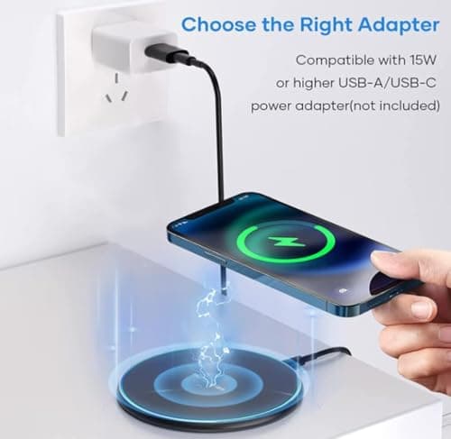 STECHNO Fast Wireless Charger Pad,Wireless Charging Station Compatible with iPhone 16 15 14 13 12 11 XS XR X 8, Compatible with Samsung Galaxy S25 S24 S23 S22 S21 S20 S10 S9 S8 S7, for all Qi Phones — view 3