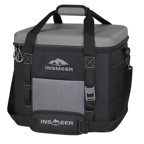 INSMEER Large Cool Bag 40 L, 60 Cans Cool Bag Foldable with Hard EVA Top for Drinks, Waterproof Cooler Bag Medium, Cool Box, Insulated Bag, Thermal Picnic Bag for 4 Camping, Beach, Travel