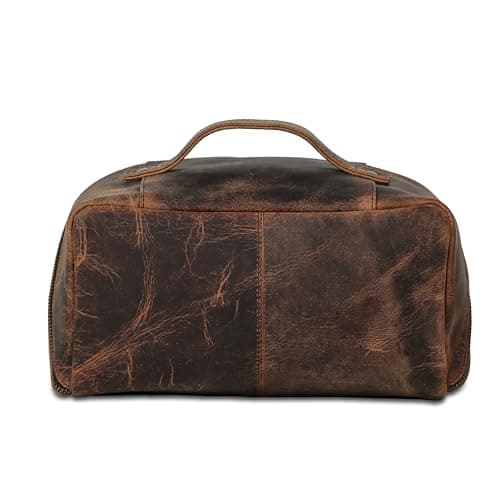 Luxury Leather Men’s Toiletry Travel Bag – Handmade Dopp Kit with Waterproof Interior, Spacious Storage & Carry Handle – Shaving Kit Bag for Men & Women — view 3