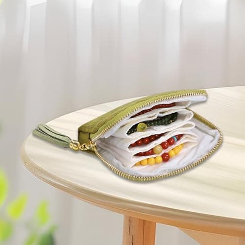 Lexsyn Small Travel Jewelry Box | Zipped Velvet Pouch for Jewelry - Storage for Necklaces Bracelets Rings | Ideal for Business Trip Weekend Cruise — view 3