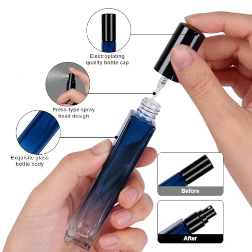 AOOWU Perfume Atomiser Bottles, 5Pcs 10ml Refillable Perfume Atomizer Empty Spray Bottles, Empty Glass Atomiser Spray Bottles, Portable Purse Pocket Handbag Perfume Bottle for Men and Women — view 4