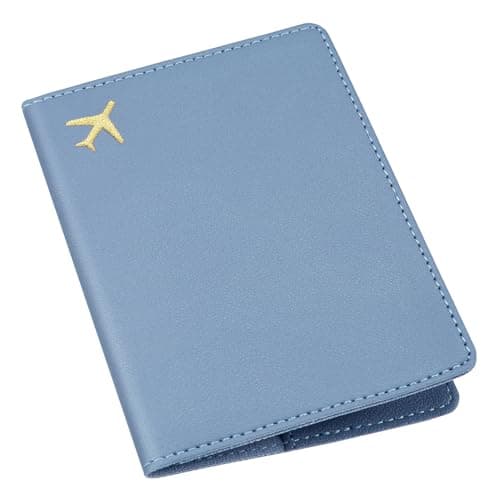 ILIYAH PU Leather Passport Holder Cover for Women Men Credit Cards Boarding Passes Travel Wallet Case(Haze Blue)