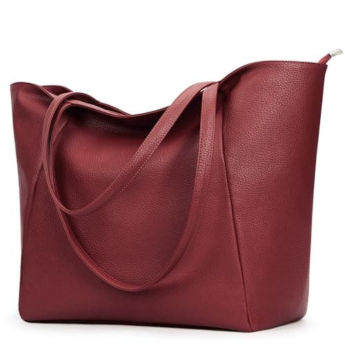 KALIDI Large Tote Bags Top Handle Handbags PU Leather with Zip for Women