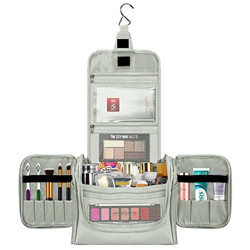 Vinsani Premium Toiletry Bag Large Capacity Many Compartments Hygiene Wash Bag Bathroom Shower Portable Hanging Travel Organiser Waterproof Cosmetic Makeup Toiletries for Men & Women – Light Grey — view 4