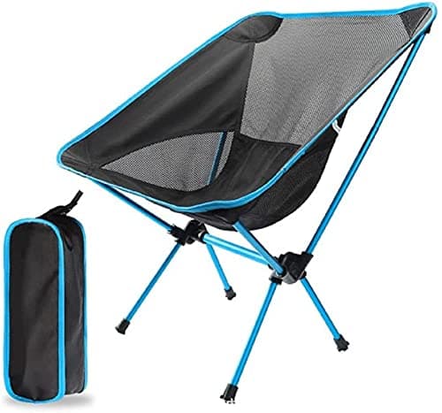 YWHWXB Ultralight Portable Camping Chair, Folding Backpacking Chair, Compact Collapsible Beach Chair Patio Dining Chair with Carrying Bag for Outdoor Hiking Fishing Picnic Travel (Sky Blue)