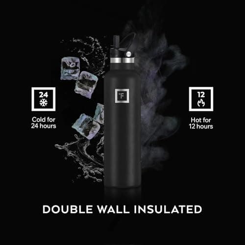 IRON °FLASK Insulated Water Bottle with Straw Lid Narrow - 710ml Cold 24hrs & Hot 12hrs Drinks Double-Walled Stainless Steel Metal Leakproof Travel Sports Gym Camping & Hiking Hydration Flask — view 3