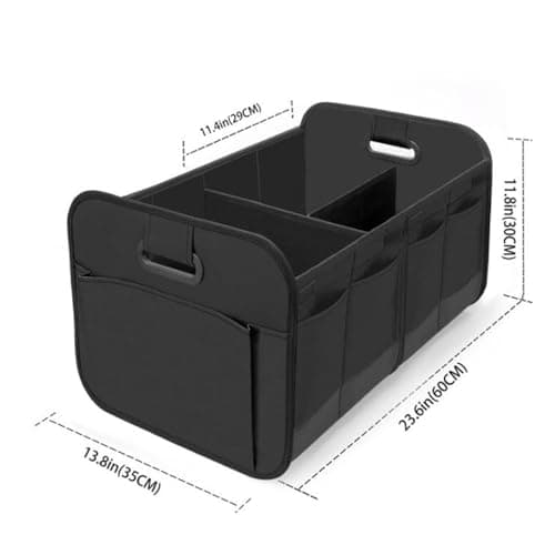 RRUFD Car Boot Organiser for Lexus ES 250/ES 300 / ES 330/ES 350/ES 300h/ES 350h, with Handle & Partition Collapsible Boot Organise Travel, Groceries & Everyday Use,A Black — view 2