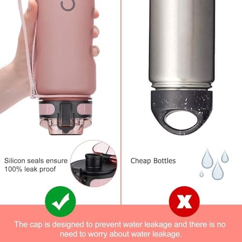 ADORIC Sports Water Bottle 1L, BPA Free Tritan Leak Proof Gym Bottle, Pink — view 3