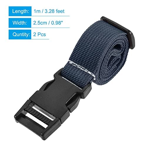 sourcing map Utility Strap with Buckle 1x40 Inch Polyester Quick Release Adjustable Belt for Travel Outdoor Bag Luggage Packing (Navy Blue, Pack of 2) — view 2