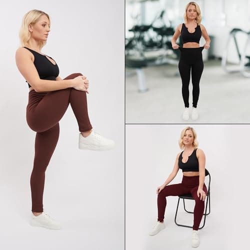Love My Fashions® Women's 6 Pack Super Soft High Waisted Elasticated Tummy Control Winter Warm Thick Fleece Lined Seamless Full-Length Leggings for Workout & Running — view 4
