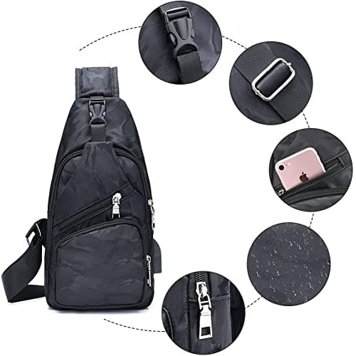 flintronic Sling Bag, Chest Bag with USB Charging Port, Men Women Lightweight Crossbody For Hiking,Cycling, Traveling (Include 1*USB Cable) — view 5