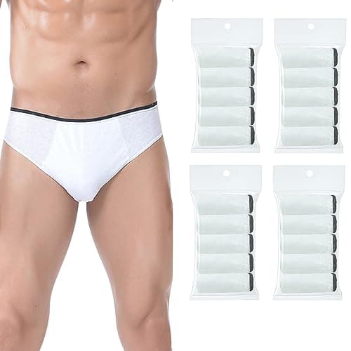 Travelcare 20 Packs Mens Cotton Disposable Underwear Panties, White, XXL — view 2