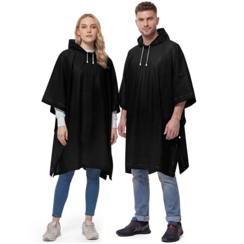 HOTUT Rain Poncho Raincoats for Adults, 2 Pack EVA Rain Poncho, Reusable Rain Jacket Rainwear with Hoods and Sleeves, Waterproof for Emergency,Camping, Hiking Travel, Amusement Parks, Festival Mac