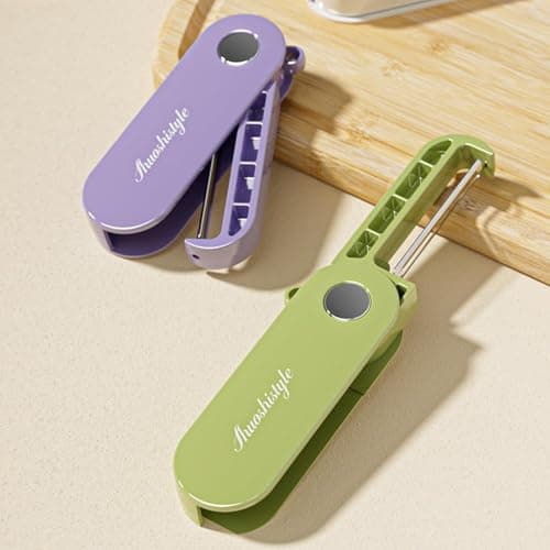 Household Folding Storage Paring Peeler, Portable Compact Size Kitchen Multi-Function Paring Knife Sharp Stainless Steel Blade Scraper Knife Suitable for Camping Picnics and Travel (Purple) — view 4