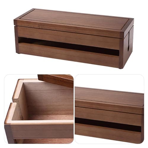 Happyyami Wooden Cable Organizer Box Large Coffee Colour for Power Strips — view 3