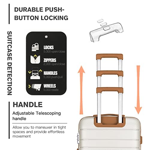 Kono Suitcase 28 Inch Polypropylene Large Check in Luggage (Cream White) — view 4