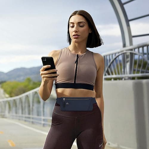 Slim Running Belt for Phone, Travel Money Belt, Navy Blue — view 5