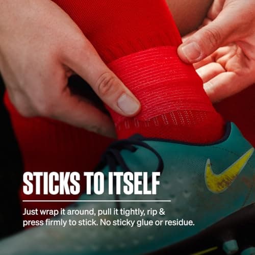 SPORTTAPE Football Sock Tape - 2 Rolls, 5cm x 4.5m, Red - Self-Adhesive — view 2