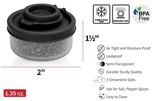 Salt and Pepper Pots – Salt and Pepper Shakers in a Range of Sizes – Non-Toxic Salt and Pepper Set for Home, Camping, Picnics, Lunch Boxes – Transparent Salt Pepper Set (Small Black, 2pk) — view 6