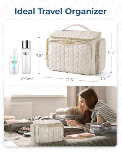 BAGSMART Large Toiletry Makeup Bag, Vanity Case, Wide Opening, Wet Pocket — view 5
