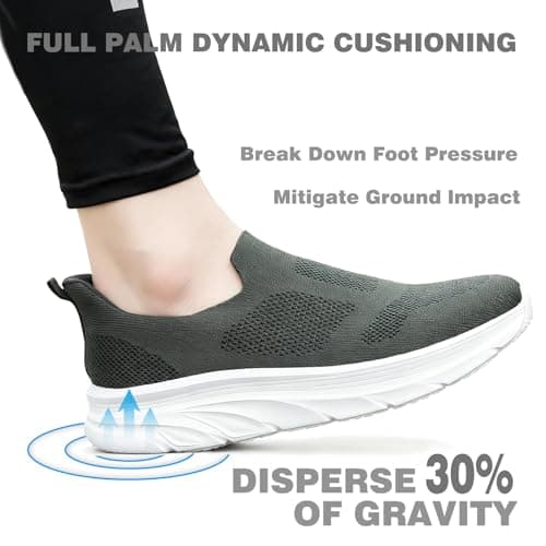 Dhinash Fashion Trainers Mens Slip on Trainers Casual Lightweight Breathable Nordic Walking Shoes Road Running Shoes Outdoor Sports Gym Athletic Fitness Sneakers Green 8UK — view 5