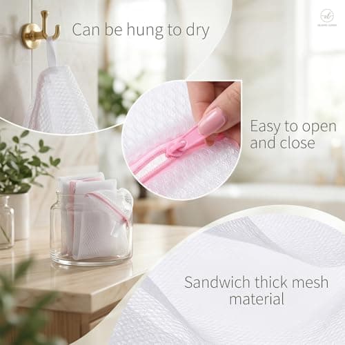 Mini Laundry Pods Bags, 4 PCS Small Laundry Wash Bag with Zipper, Mini Sturdy Storage Bag for Scent Beads Detergent Pacs for for Home Travel Deep Cleaning(12x13cm/4.7x5in) — view 5