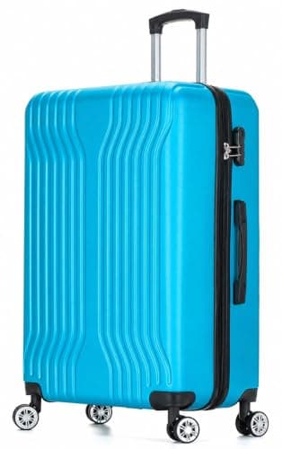 DK Luggage 28 Inch Large Hard Shell Suitcase 4 Wheel Spinner Checked Luggage, 23kg – 27kg Capacity ABS25 (Blue, 28" Large)