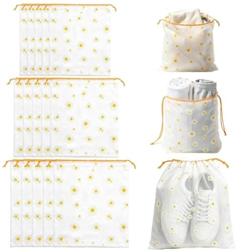 15Pcs Shoe Bags for Travel, 3 Sizes Dust Proof Shoe Drawstring Bags