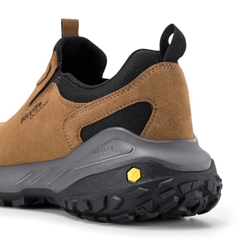 FitVille Men's Extra Wide Hiking Shoes,Slip On Trainers Outdoor Trekking Walking Shoes for Swollen Feet Khaki Tan 10 UK Wide — view 6