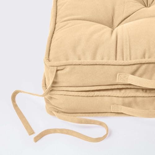 HOMESCAPES Beige Travel Booster Cushion Large Firm 50 cm Square Seat Pad and Backrest Luxury Thick Soft Taupe Cotton Supportive Car Cushion For The Elderly, Post-Operative and Lumbar Support — view 4