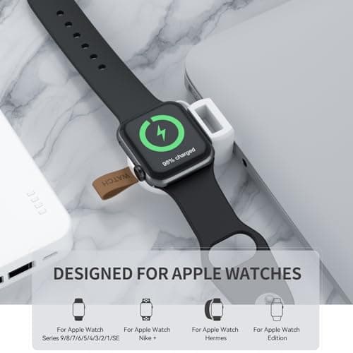 NEWDERY Wireless Charger for Apple Watch, Magnetic iWatch Charger, Portable iPhone iWatch Charger with Light Weight Fast Charging for Apple Watch Series 11/10/9/8/7/6/5/4/3/2/SE/Ultra 2 — view 2