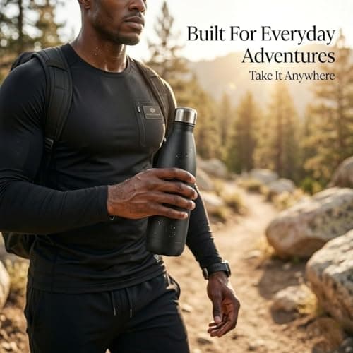 A2Z Stainless Steel Water Bottle 500ml Vacuum Insulated Flask Double Wall Leakproof Reusable Drinks Bottle for Hot & Cold Drinks Gym Travel 27x7cm 0.36kg Black Navy Pink Beige — view 5