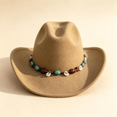Wide Brim Hat Women Vintage Felt Fedora Cowboy Style Winter Fashion Cap — view 5