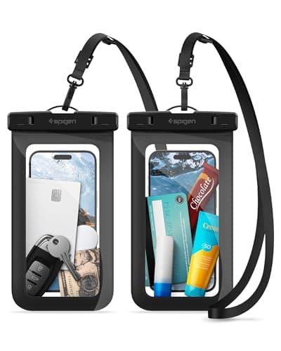 Spigen [2 PACK Waterproof Floating Phone Case Up to 8.2" Black