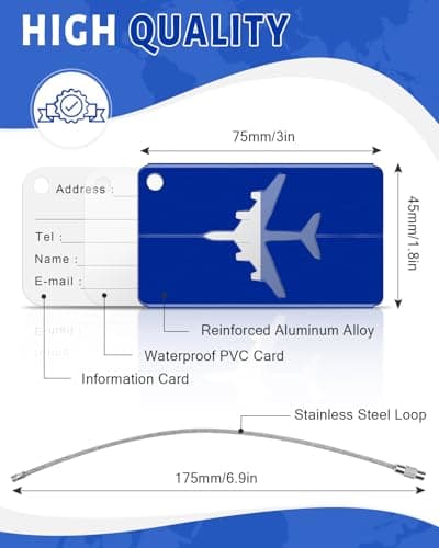 Caianwin-6 Pcs Luggage Tags, Aluminium Alloy Suitcase Tags, Suitcase Labels — view 3