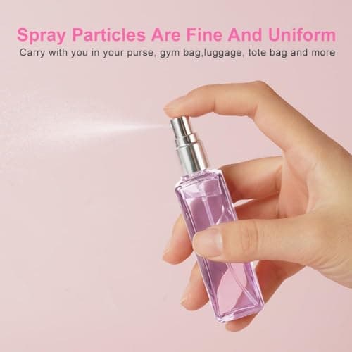 LOPHE Perfume Atomiser Refillable, 6 Pcs Mini Perfume Refill Bottles, Empty Clear Glass Perfume Atomiser Spray Bottles, Portable Atomiser with Fine Mist for Daily Business Trips,10 ml,Pink — view 3