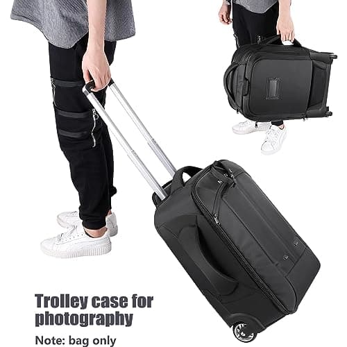 Neewer 2-in-1 Sliding Camera Backpack Suitcase Style Convertible with Double Handle, Shockproof with Removable Padded Compartments for SLR/DSLR Cameras Tripod Lenses (Black) — view 6