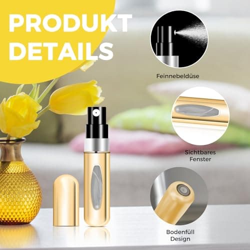 CNMTCCO Perfume Atomiser, Pack of 4 Perfume Bottles, Perfume Atomiser Refillable, Small and Portable, Suitable for Air Travel, Handbags, Travel (5 ml) — view 3