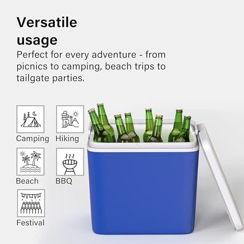Large 30L Cooler Box Hot/Cold Insulated Freezer Cool 9 Hours Picnic Camping Portable with Carry Handle, packaging may vary, Blue — view 6