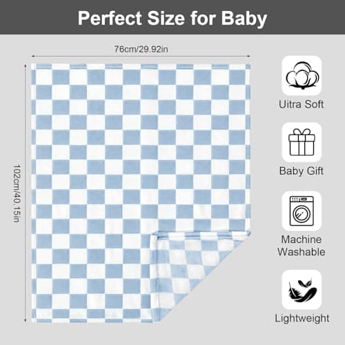 Xaztr 4 Pack Soft Baby Blankets for Newborn, 76 x 102 cm Fleece Baby Bed Blanket Swaddle Blanket for Boys Girls Toddlers Receiving Gifts, Blue Khaki Green Black — view 2