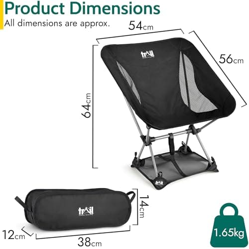 Trail Hawk Ultralight Camping Chair, Black — view 3