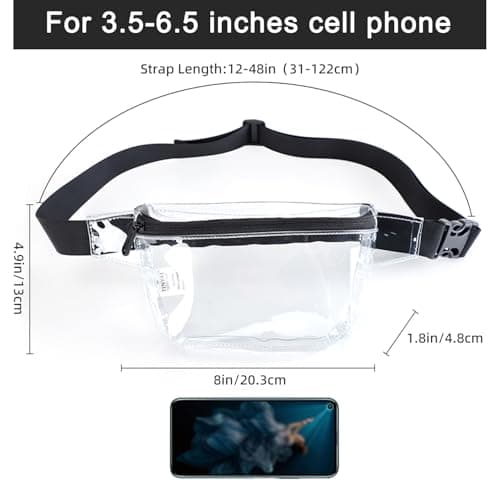 TINYAT Small Clear Bum Bag Fanny Pack Stadium Approved for Women Clear Belt Bag Waterproof Mini Transparent Waist Pack for Concerts, Sports — view 3
