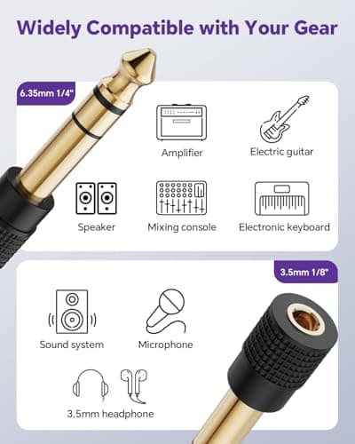 VCELINK 6.35mm Male to 3.5mm Female Headphone Jack Adapter, 1 Pack — view 3